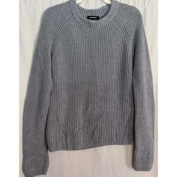 525 America Gray Ribbed Crewneck Women's Cozy Quiet Luxury Minimalist Sweater L - Picture 2 of 11